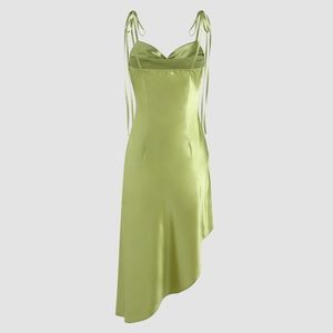 Satin Asymmetrical Hem Cami Dress pale green